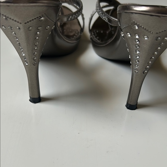 Madeline Stuart Silver Heels with Rhinestone Straps - Picture 5 of 7